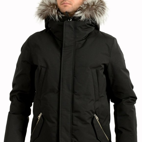 Mackage Men's "Edward-X" Black Fur-Trim Long Parka Jacket sz US 38/S IT 48 - Picture 1 of 8